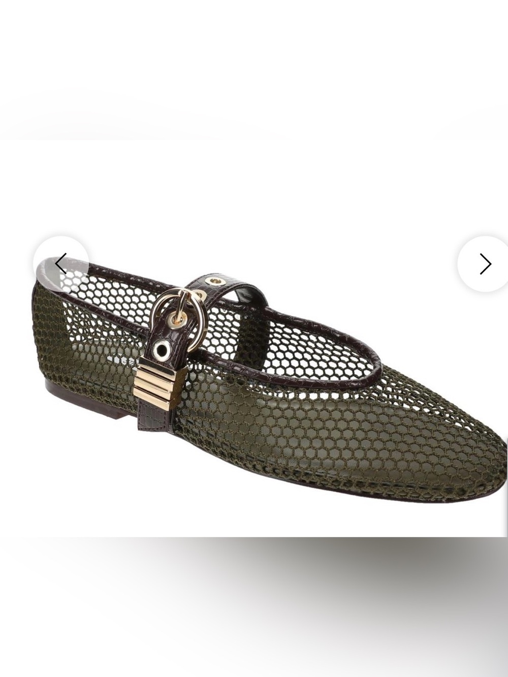 Steve Madden Women’s Olive Green Mesh Mary Jane Flat with Gold Accent size 8